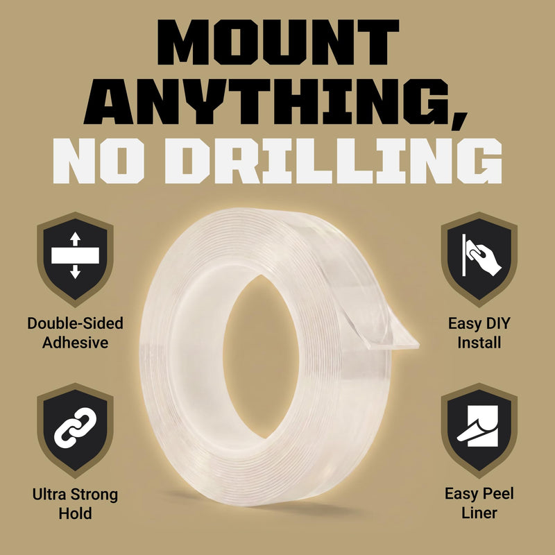 TOOLTROOPERS Wall-Safe Double-Sided Mounting Tape - Heavy-Duty 2-Sided Adhesive Tape - Damage-Free Removal, No Residue - Easy-Peel Liner for Home, Office, DIY, Posters & Signs – 16.4 ft Roll (Clear)