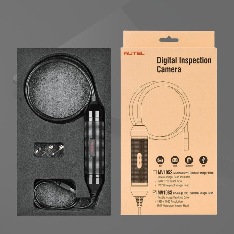 [Australia - AusPower] - Autel MaxiVideo MV108S Digital Inspection Camera Work with PC MX808 MX900 MS906Pro MS908 MS909 MS919 Ultra, Video Inspection Scope, Waterproof Imager Head, USB Industrial Endoscope, IP67 Waterproof 
