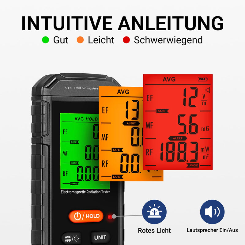 [Australia - AusPower] - KENMIC EMF Meter, 3-in-1 EMF Meter EF/MF/RF Portable Electromagnetic Field Radiation Detector for EF, RF, MF, WiFi Signal, Suitable for Home, Office, EMF Inspections and Ghost Hunting Green 