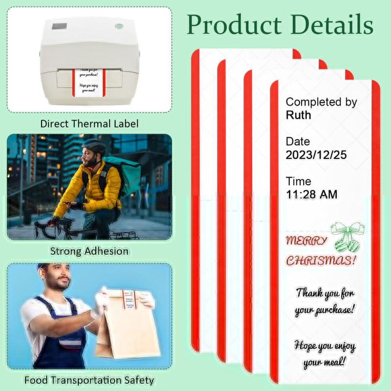 ReliThick 500 Pcs Tamper Seal Stickers 2.2'' x 6'' Tamper Evident Thermal Labels Proof Stickers Evident Safety Seal Writable Adhesive Proof for Drink Gift Packing
