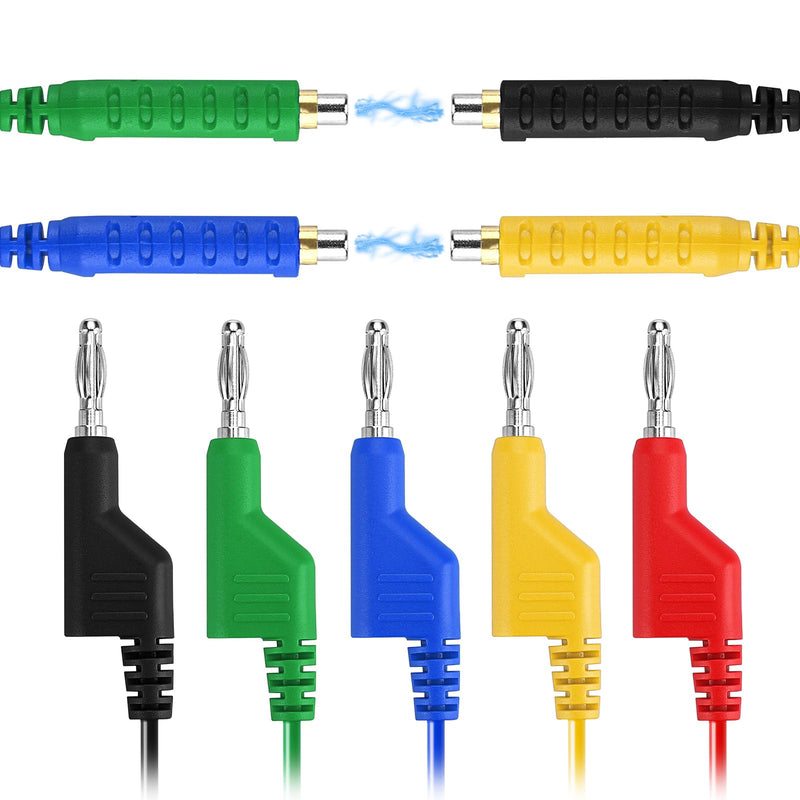 [Australia - AusPower] - Sumnacon 4mm Banana Plug to Magnetic Jumper Wires 5 Pcs Silicone Soft Flexible Magnetic Jumper Test Leads for Testing 30VAC 5A 20AWG Jumper Test Wires for HVAC,Thermostats,Sensors,Multimeter 