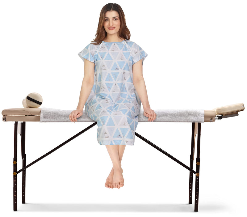 [Australia - AusPower] - NY Threads Women's Hospital Gown Soft and Stylish Patient Gown Large-X-Large Triangle - Blue 