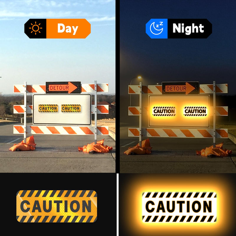 PHIXBEAR 2Pack Reflective Stickers, High-Visibility Caution Labels for Trucks, Vans, Forklifts, Trailers, Warehouse Equipment, Parking Lots & Yards (Black/Yellow)