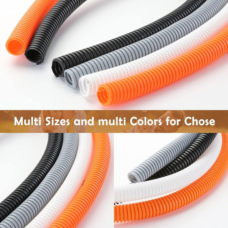 ZhiYo 50FT 3/4” Wire Loom Split Tubing Auto Wire Conduit Flexible Cover | High Temperature Heat Resistant -40F to 257F | Plastic Cover for Electrical Wires & Cables 50FT 3/4” Black