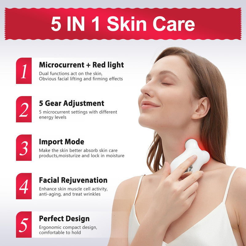 2-in-1 Red Light Microcurrent Facial Device | Enhances Lifting & Firming Capabilities | Reduces Wrinkles and Puffiness | Smart Photon Micro-Current Device, Model:EP-300