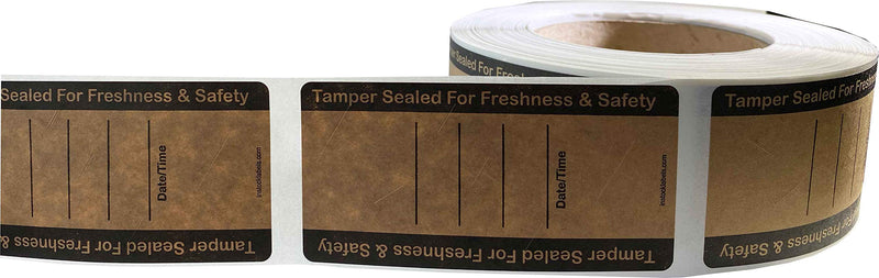 Natural Kraft Food Delivery Tamper Evident Labels Go Green 2 x 4 Inch 500 Total Adhesive Stickers
