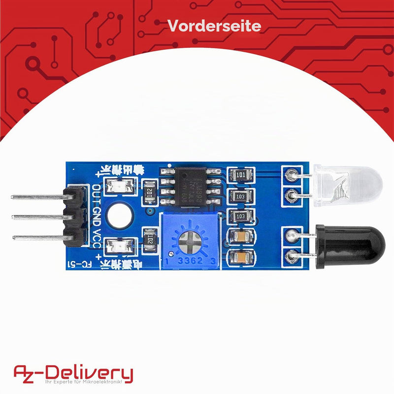 AZDelivery 5 x IR Infrared Module for Obstacle Detection Distance Sensor Compatible with Arduino and Raspberry Pi Includes eBook!