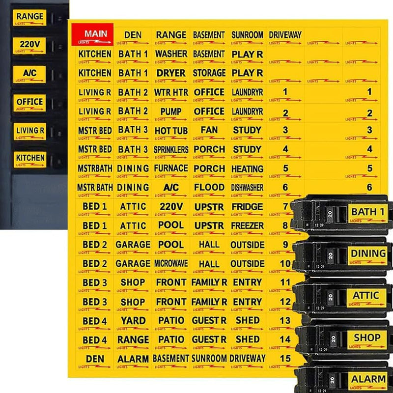 Circuit Breaker Labels, Breaker Box Label, Electrical Panel Labels, Easy Read and Install,Yellow Yellow