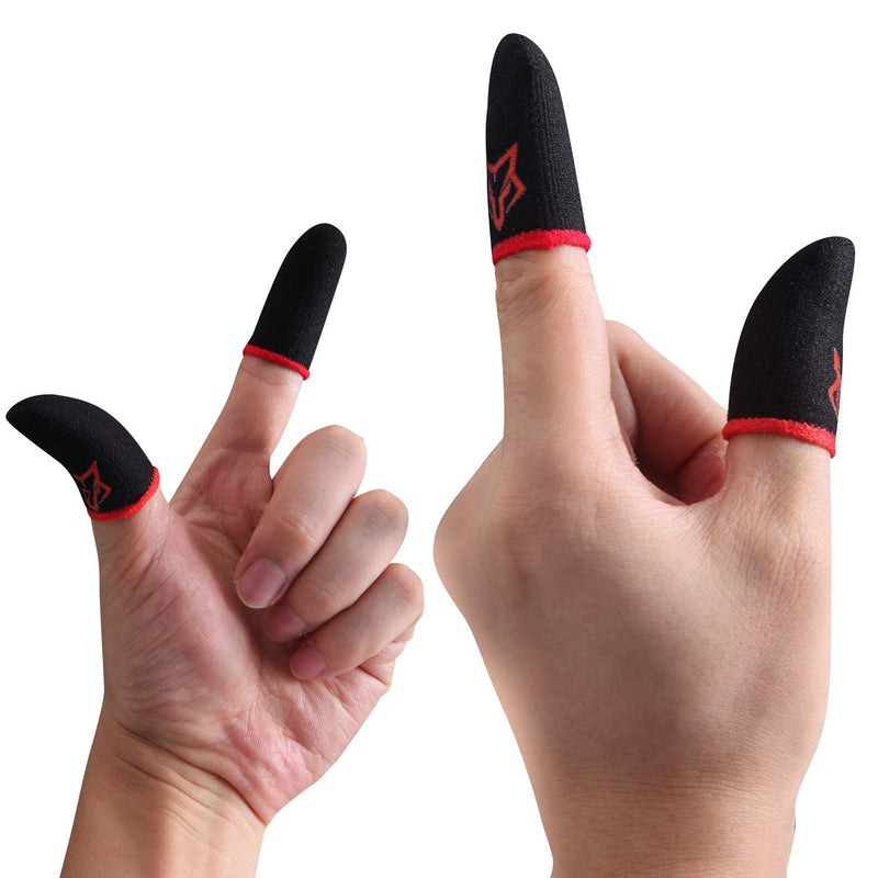 [Australia - AusPower] - Mobile Game Controller Finger Sleeve Sets [6 PCs],Anti-Sweat Breathable Touchscreen Finger Sleeve for Mobile Phone Games for PUBG/Mobile Legends/Knives Out(Black Red) 