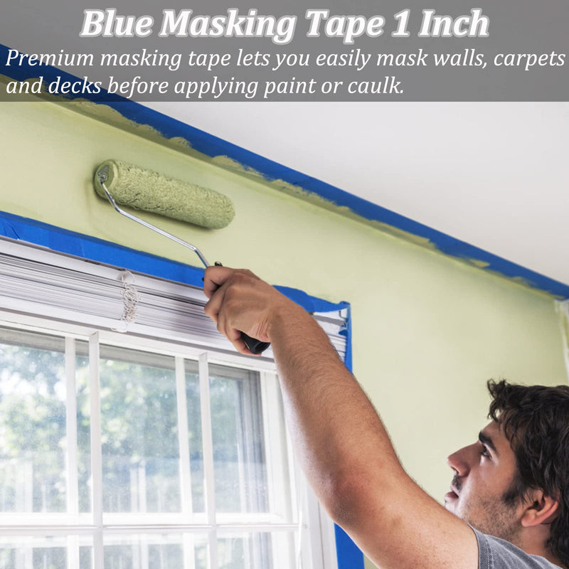 [Australia - AusPower] - 4 Rolls Premium Blue Painters Tape, Masking Tape, Adhesive Paint Tape (88yd=4*0.94in*22yd), Painter's Paper Tape for Wall Painting, DIY Artist Craft Arts, Decoration, Drafting, No Residue,Easy Removal 4 Rolls, 0.94" x 22 Yds 