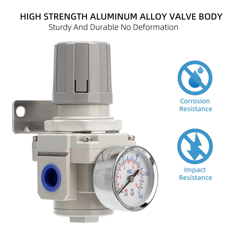 Compressed Air Regulator 1/2" NPT 0-150 PSI Fine Adjustment, Gauge Included, Ideal for Spray Painting, CNC, & Automotive Air Tools 1/2"NPT/AR4000-04