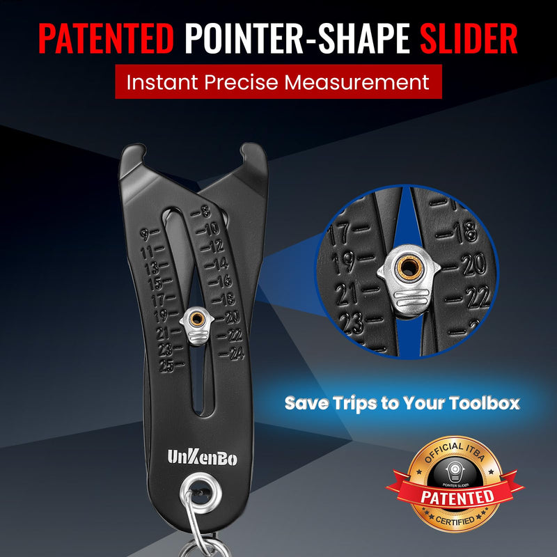 [Australia - AusPower] - UNKENBO® Bolt Size Finder Tool Keychain - 2.0 New Upgraded Bolts & Nuts Head Size Gauge SAE 5/16" to 1" & Metric 8mm to 25mm, Handy Bolts Nuts Head Measuring Tool Gifts for Men (Matte Black) Matte Black 