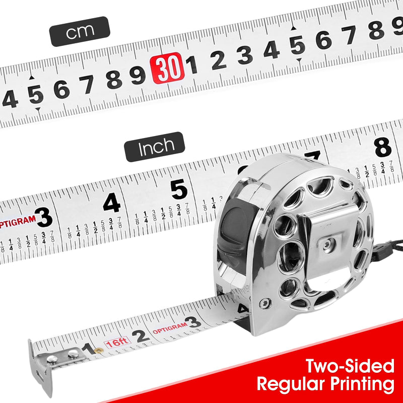 [Australia - AusPower] - 2 PCS Retractable Tape, 5M/16Ft Stainless Steel Measuring Tape, Self-Lock Double-Sided Scale Retractable Metric Ruler, Non-Fall Wear-Resistant Hollow Design Tape Measure for Household Industrial 