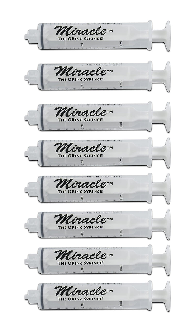 [Australia - AusPower] - Miracle Oring Syringe- 10 ml Luer Lock Syringe- Package Contains 8 Individually Wrapped Sterile Oring Syringes for Handfeeding Animals, Administering Supplements, Measuring Liquids, and More 