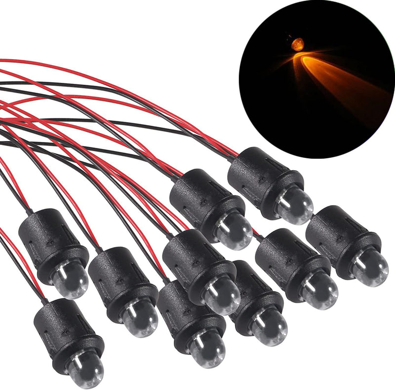 [Australia - AusPower] - 26pcs/Set DC 12V LED Diodes 10mm LED Light Lamp Bulb Prewired Emitting Diodes with Holder, Battery Clip and Switch for DIY Home Decoration (Yellow) Yellow 