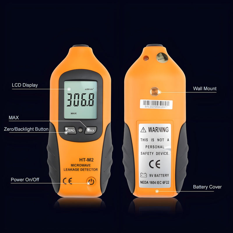 Microwave Tester,HT M2 Digital LCD Display Digital Microwave Oven Tester 2450MHz 9V EMF Meter Radiation Detector Testers with Bag for Home Outdoor Microwave Oven Tasting