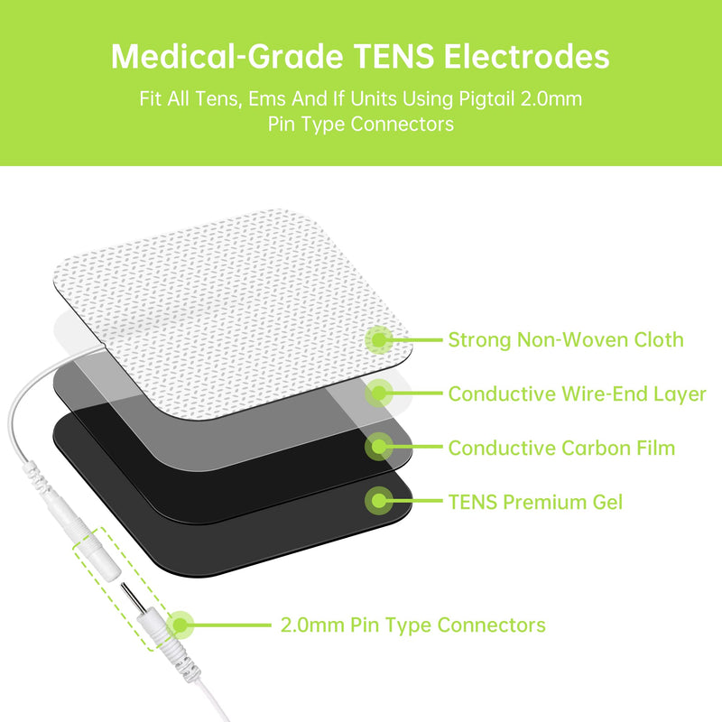 30 Pieces TENS Unit Replacement Pads, Multiple Sizes TENS Unit Pads with Pad Holder, Reusable and Self-Adhesive Electrodes Pads Compatible with AUVON TENS 7000 EMS Machine (Latex-Free, NonIrritating) 1