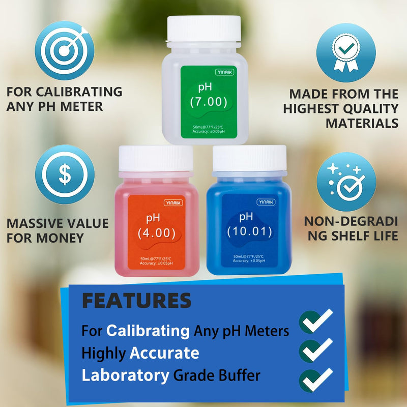 [Australia - AusPower] - 4 in 1 Water pH Meter with pH Calibration Liquids Sets 