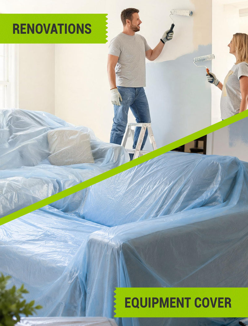 SARDVISA Pre-Taped Masking Film for Painting, 59/43/ 22 in * 66 FT, 3-Rolls Painters Plastic Sheeting with Widened Paint Tape and Drape for Covering Walls, Windows, Cars & Furniture Protection
