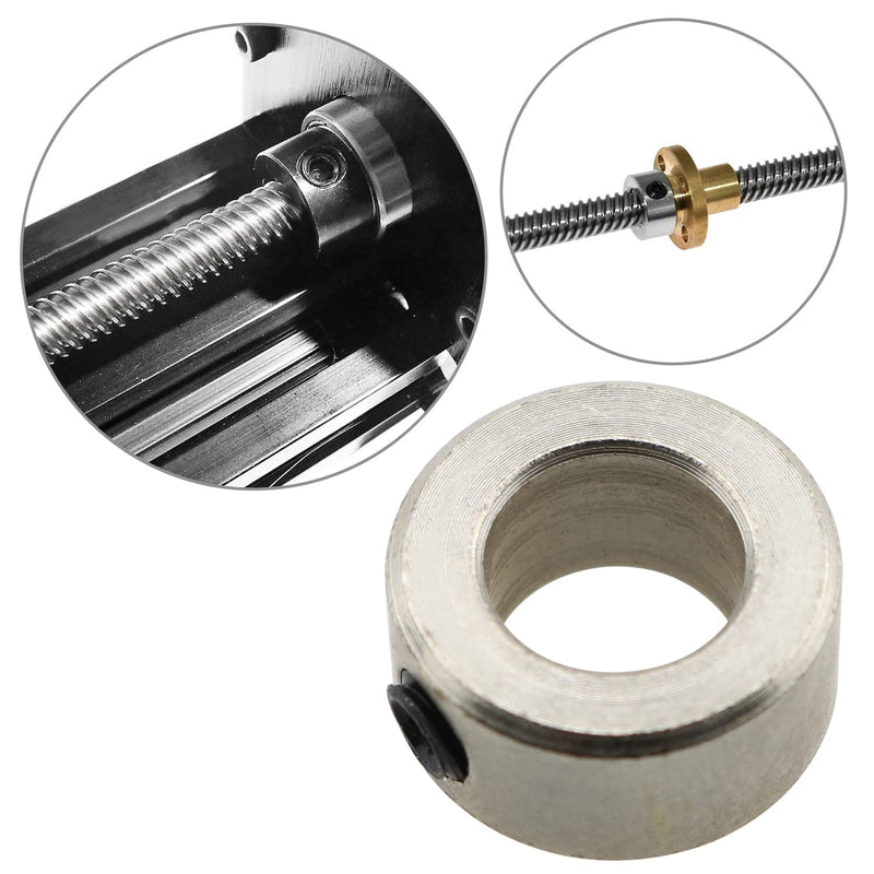 [Australia - AusPower] - Lead Screw Lock LUORNG 12pcs Stainless Steel T8 8mm Bore Locking Ring Collar with 12pcs M4x4mm Allen Fixing Screws 3D Printer Parts 
