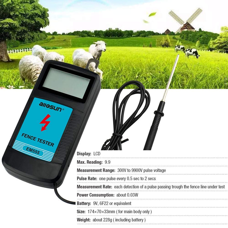 [Australia - AusPower] - allsun Digital Electrical Fence Voltage Tester Handheld Fence Fault Finder & Locator Checker Fence Voltmeter Troubleshooter High Voltage 300-9900V Gardening Tools 