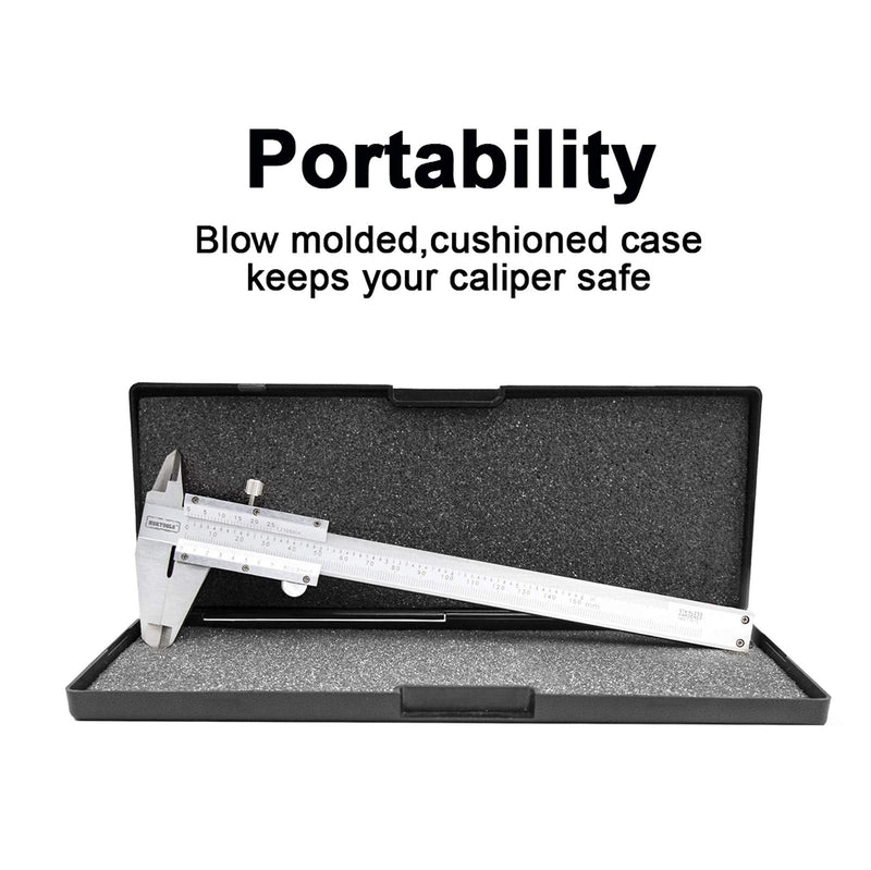 [Australia - AusPower] - NORTOOLS Professional Stainless Steel Vernier Caliper for Inside, Outer, Depth and Step Measurements, 6 Inch/150 mm/0.001"/0.02 mm - Strictly QC PC for PC Einheitsgröße Set 3 