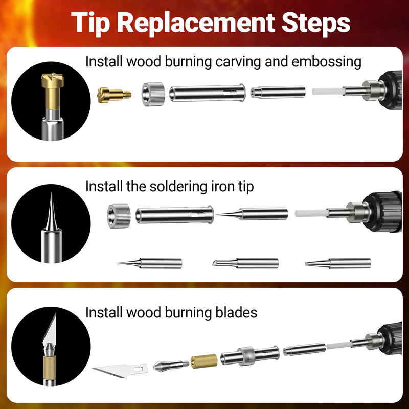Pyrography Soldering Iron Set, Pyrography Piston Set, Temperature Adjustable 200 ~ 500 °C for Wood, Leather Burning Iron, DIY Gift Set, Coloring Pencils, Leather Engraving Welding, Sculpture, Wood Pyrography