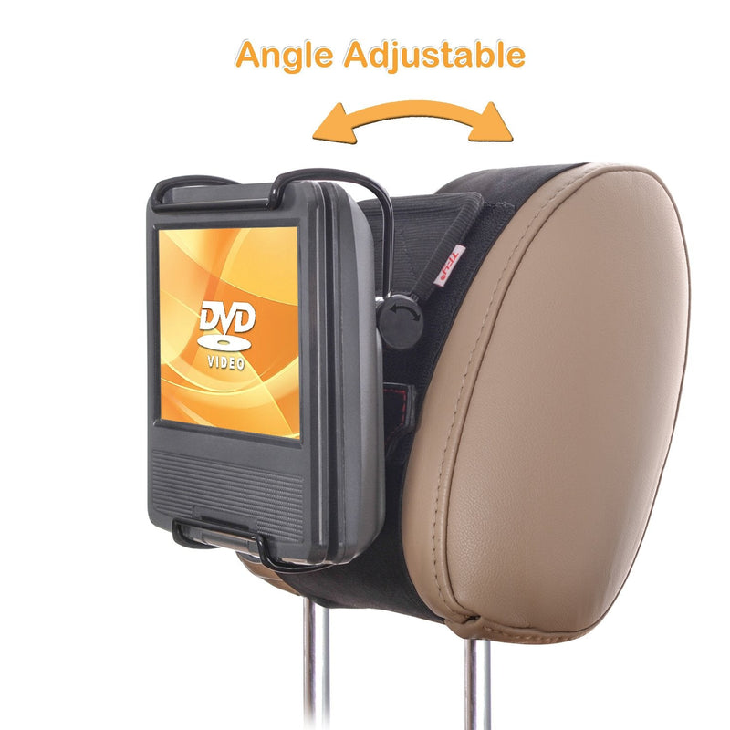 [Australia - AusPower] - TFY Universal Car Headrest Mount Holder with Angle- Adjustable Holding Clamp for 7-9 Inch Swivel Screen Portable DVD Players, Black 