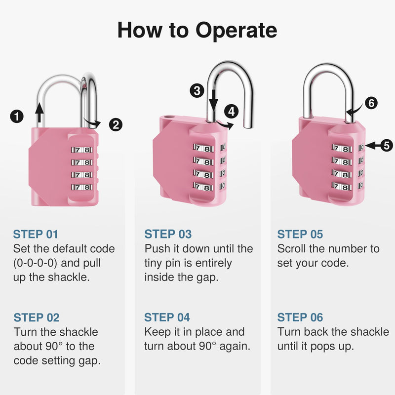 [Australia - AusPower] - Puroma Combination Lock 4 Digit Waterproof Locker Locks Secure Outdoor Padlock for Gym Lockers, Toolboxes, Gates, Fences, Storage, Sports Locker (Rose Pink) 1 Basic Rose Pink 