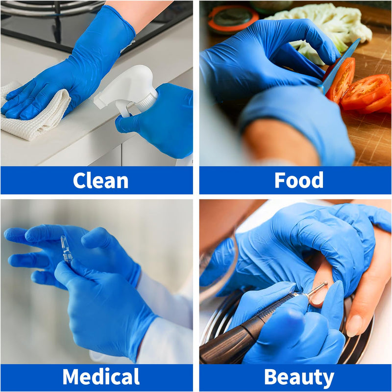 [Australia - AusPower] - Medical Nitrile Exam Gloves, 5 mil Chemo-Rated Powder-Free Food Safe Cleaning Disposable Glove Blue 100/1000Pcs Blue (Medium 100) 