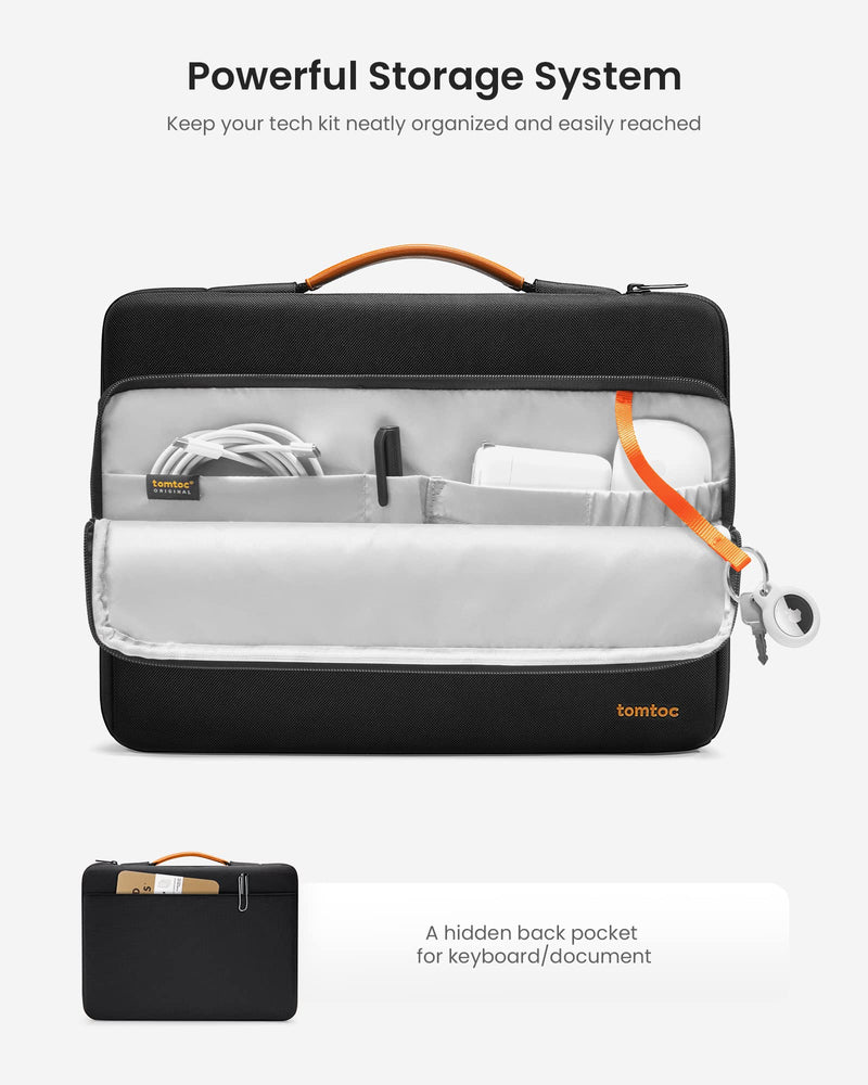 [Australia - AusPower] - tomtoc 360 Protective Laptop Carrying Case for 14-inch MacBook Pro M3 A2992 A2918 M2/M1 Pro/Max A2779 A2442 2023-2021, 12.9-inch iPad Pro 3rd-6th Gen, Water-Resistant MacBook Accessory Bag Sleeve 14-inch for MacBook Pro Black 