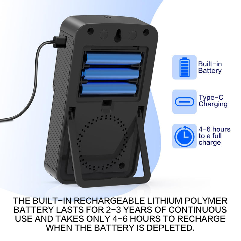 Digital Radon Detector LCD Display Dual USB Battery Power Options 3 Year Battery Life 10 Year Sensor Lifespan Accurate pCiL Concentration Detection for Home and Office Use