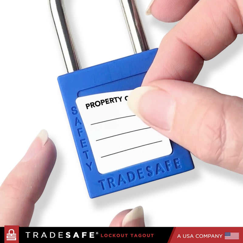 TRADESAFE Lockout Tagout Locks Label, Lock Out Tag Out Padlock Labels in English, Spanish, French, Danger Locked Out, Do Not Remove Loto Locks Stickers English, Spanish, French | 60-Pack