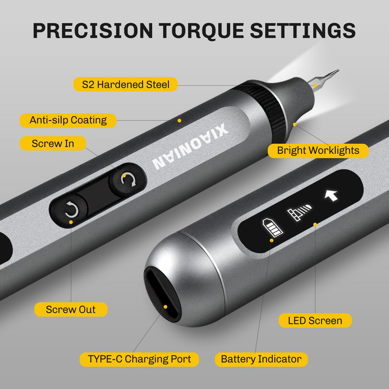 52 in 1 Electric Screwdriver Set,XIAONIAN 3.7V Mini Precision Screwdriver Set with 48 S2 Magnetic Bits,USB-C Charging Cable,LED Light,Small Repair Tool Kit for Phone,Watch,Eyeglasses,PC,Camera,Laptop 3-electronic-52 in 1