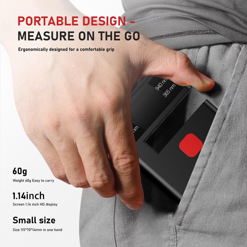 [Australia - AusPower] - Tint Meter Inspector for Car Window, Portable Solar Tester Meter IR940nm/UV365nm/VLT530nm, with Data Locking and USB Charging Test Accuracy¡À2%,for Solar Film,Agricultural 