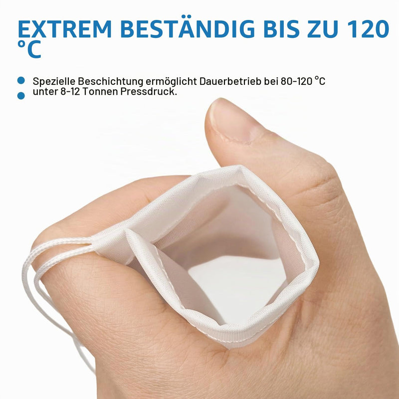 Pack of 20 Rosin Bags Nylon Press Bag Folded & Sewn for Oil Extraction, with Perfume Test Strips, Rosin Mesh Filter Bags Making Rosin (5 x 10 cm, 90 Micron / 120 Micron)