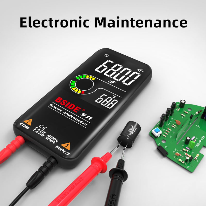 [Australia - AusPower] - BSIDE Smart Digital Multimeter 9999 Counts Pocket Voltmeter, Rechargeable with 3 Results Display, Capacitance Diode Duty Cycle Resistance Hz V-Alert Voltage Tester S11 Rechargeable 