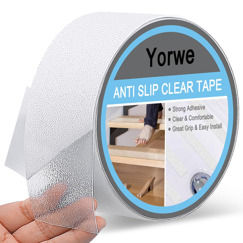 Yorwe Anti Slip Tape Transparent, More Clear and Comfortable Safety Track Tape (2" Width x 190" Long, Clear) 2" Width x 190" Long