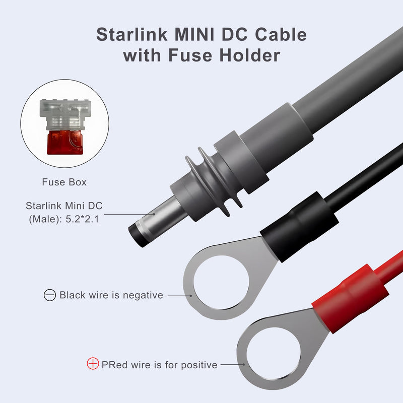 [Australia - AusPower] - Starlink Mini O Ring Connecters Extension Cable, 18AWG, Starlink Mini Direct Battery Power Cable, Waterproof, DIY Battery Kit with ATC/ATO Fuse Holder, Secure Blade Fuse Protection (3M/10FT) 3M/10FT 