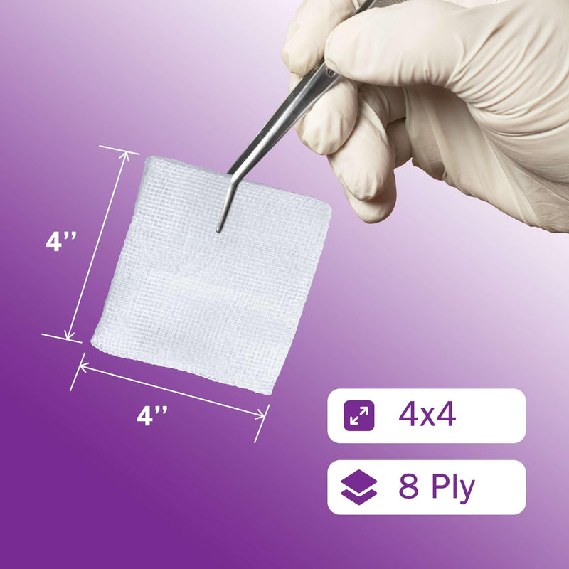 [Australia - AusPower] - 4x4 Gauze Pads 100% Cotton - 200 Non Sterile Gauze Pads for Medical Facilities, Wound Care, and First Aid - Woven 8 Ply 200 Count 