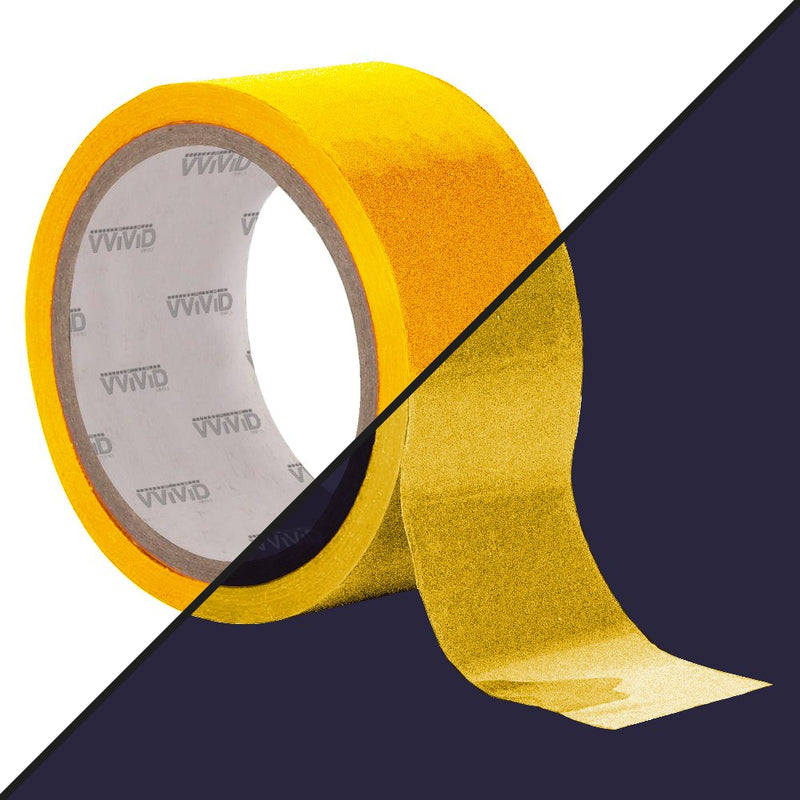 VViViD DECO65 Reflective Yellow Gold Permanent Adhesive Craft Vinyl Tape Roll (2" x 25ft) 2" x 25ft