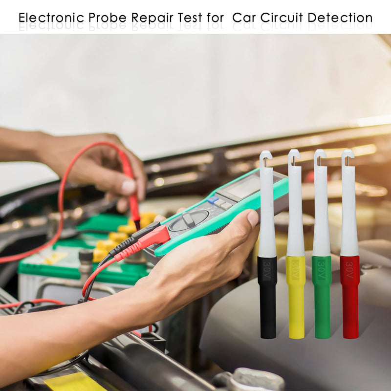 [Australia - AusPower] - Piercing Clip Test Probe, 0.7mm Test Probe Pins, Non-Destructive Insulation Wire Piercing Needle, Piercing Probes Set for Banana Socket Plug Car Tester (4 Pcs) 