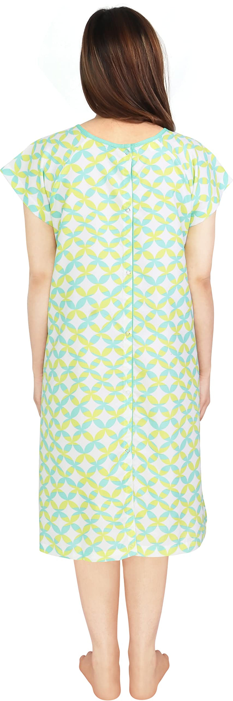 [Australia - AusPower] - NY Threads Women's Hospital Gown Soft and Stylish Patient Gown Large-X-Large Waves - Lime 