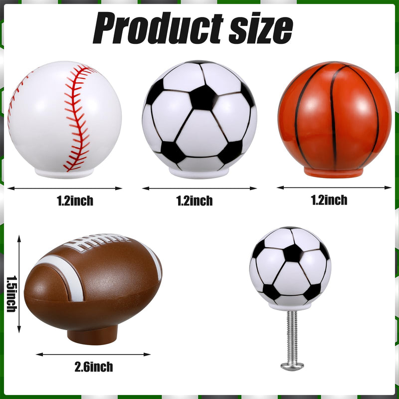 Menkxi 16 Pcs Sports Ball Dresser Knobs for Kids Baseball Basketball Dresser Drawer Knobs Boys Football Soccer Sports Nursery Hardware Drawer Pulls Handles for Cabinet Party Decor (Classic Style) Classic