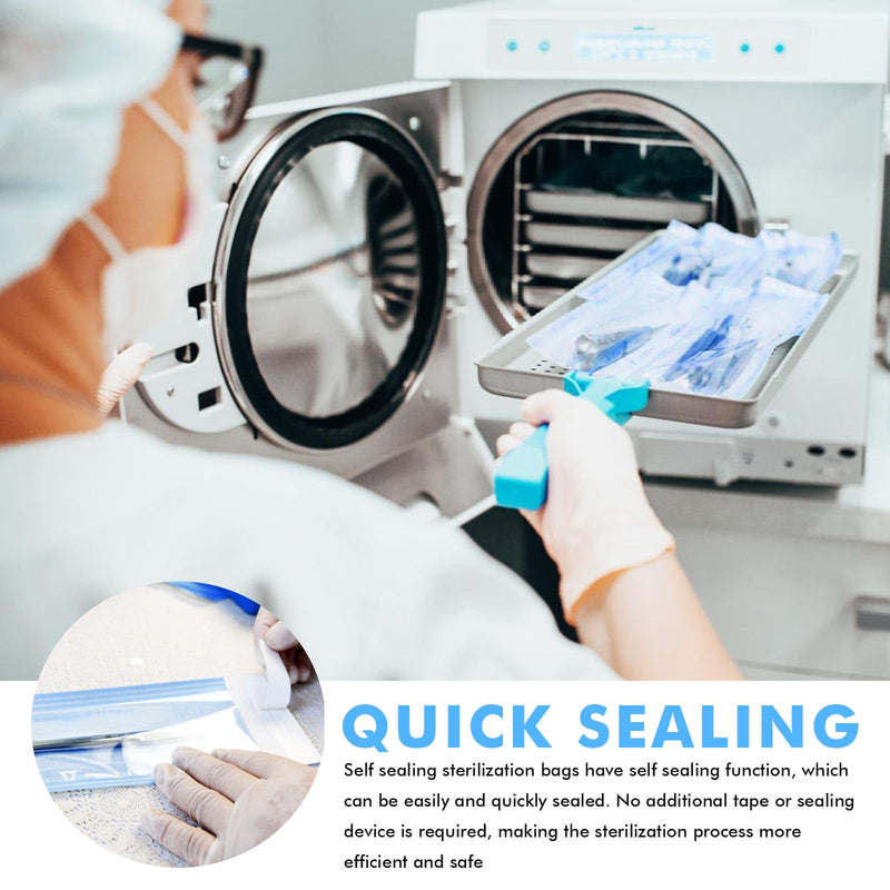 Pack of 400 self-sealing sterilisation bags: 57 mm x 130 mm disposable sterilisation bags, dentist sterilisation bags, sterilisation bags, self-sealing sterilisation bags