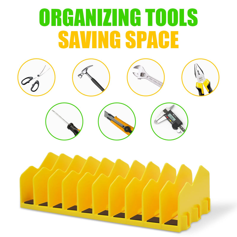 Plier Organizer, 4 Pack Pliers Organizer for Tools Cutters with Extendable Design & Non-Slip Rubber Base, 40 Slots Drawer Organizers for Tools, Wrenches, Screwdrivers,Green&Yellow Green&Yellow 4Pack