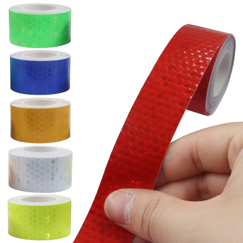 6 Rolls High Visibility Reflective Tape, Waterproof Self Adhesive Safety Stickers for Outdoor Nighttime Visibility on Trailers, Clothing, Vehicles, 1 Inch Wide