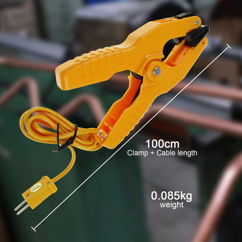 [Australia - AusPower] - K Type Thermocouple Clamp Probe Thermocouple Temperature Sensor Clip Lead Pipe Clamp HVAC Temperature Range -40~392°F (-40~200°C) 