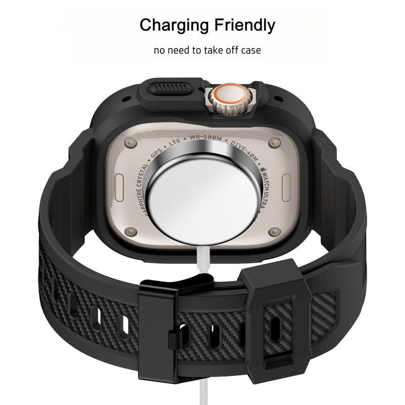 [Australia - AusPower] - All-Around Compatible with Apple Watch Ultra 2/1 49mm Case with Band - Black 