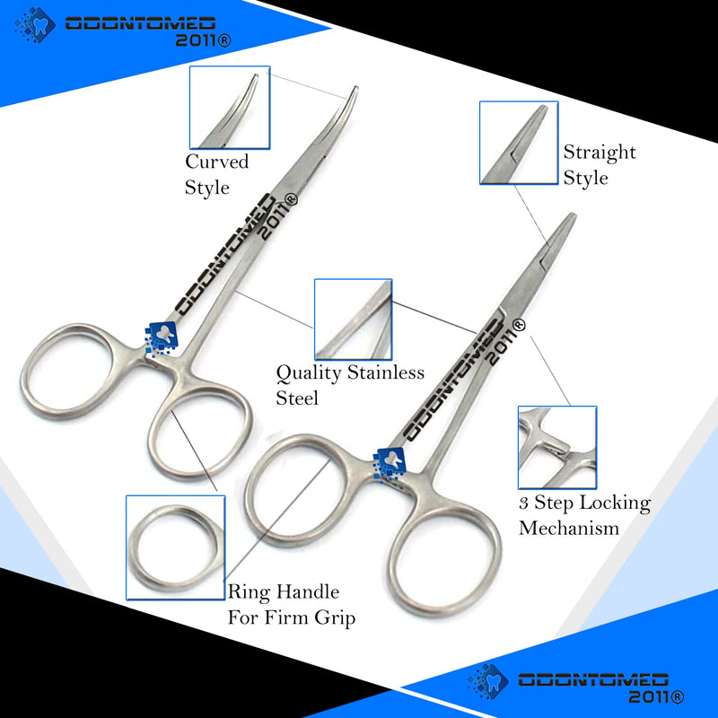 OdontoMed2011® Ultimate HEMOSTAT Set, 8 Piece Ideal for Hobby Tools, Electronics, 7.25", 5.5", 5", 3.5" ODM